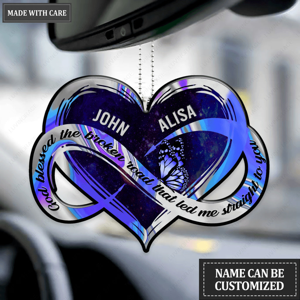 Silver Blue Infinity Heart God Blessed Personalized Ornament