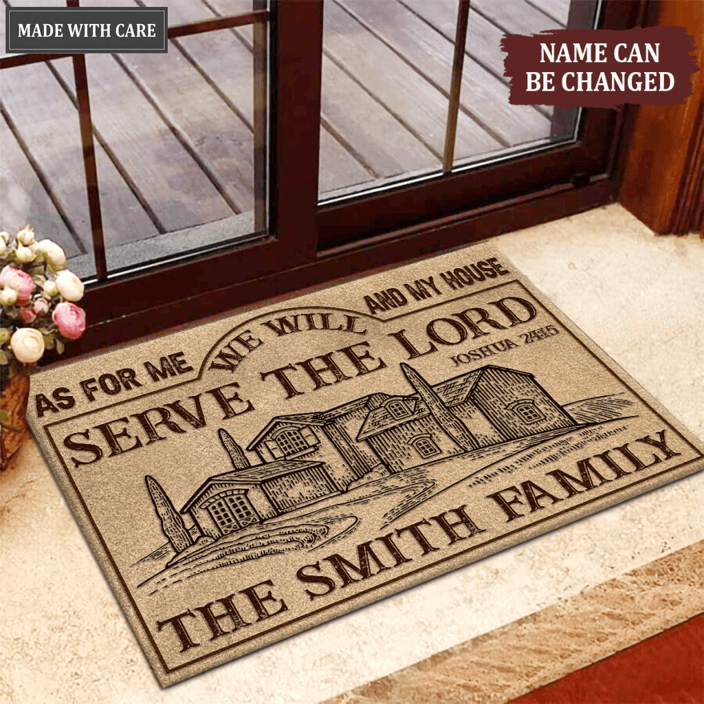 Vintage Home Art As For Me And My House Personalized Doormat