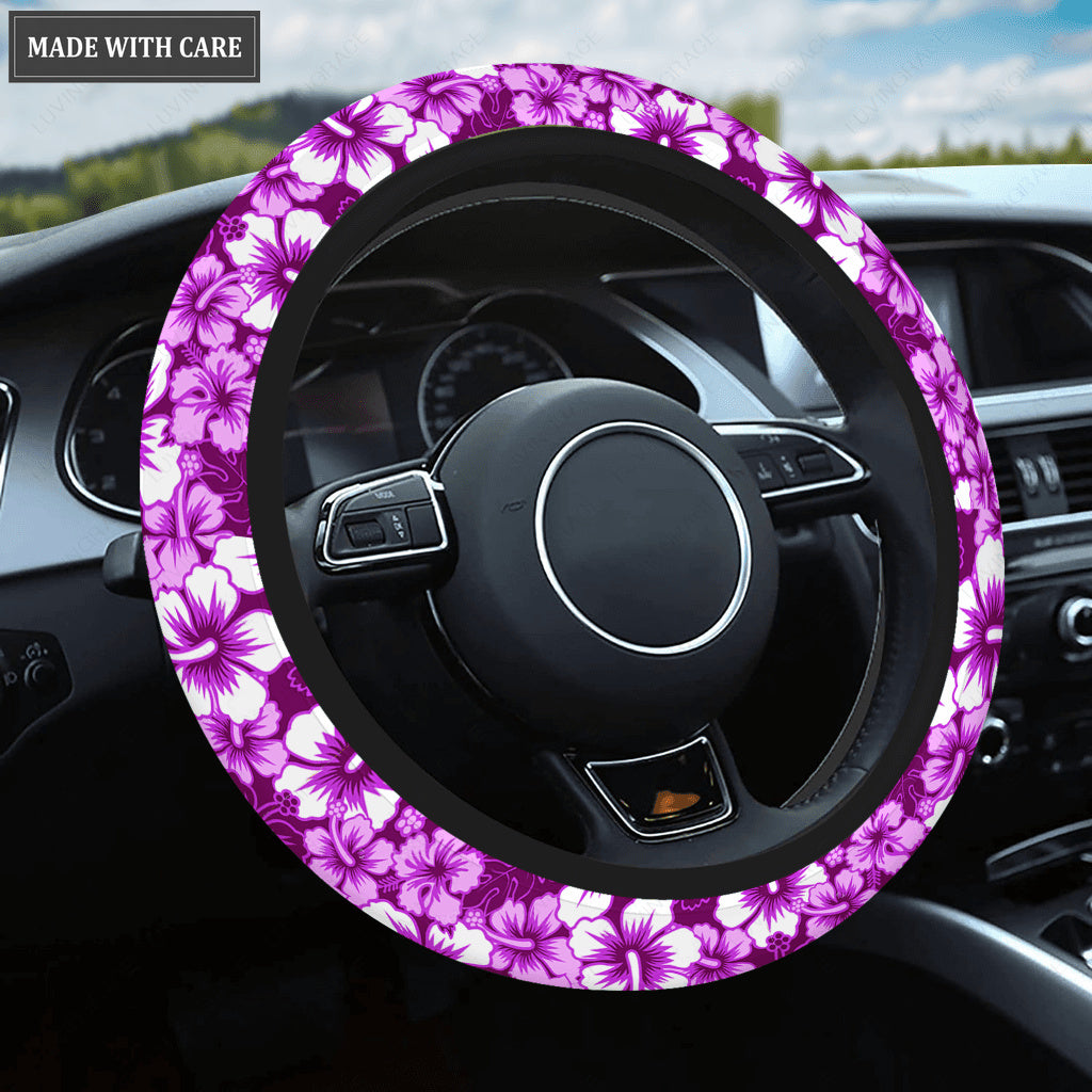 Beautiful Hibiscus Pattern Car Steering Wheel Cover