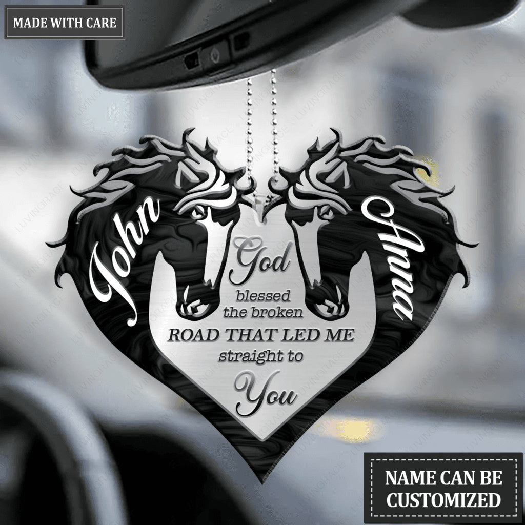 Couple Black Horse God Blessed Personalized Ornament