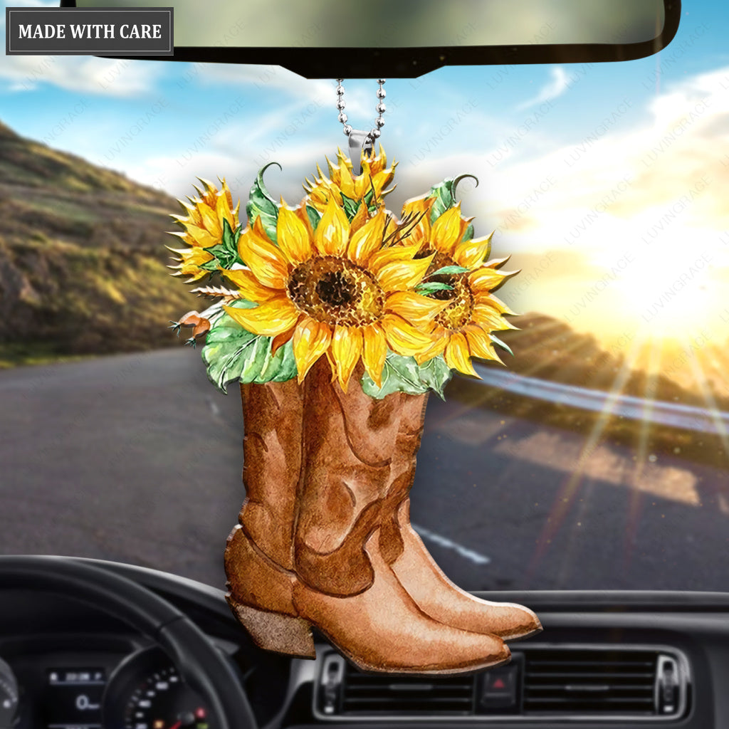 Cowgirl Boots With Sunflowers Ornament