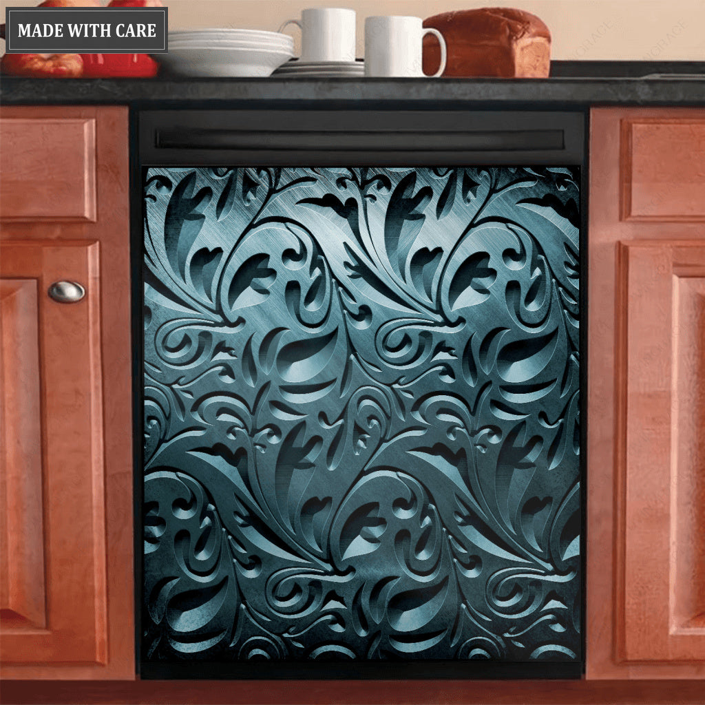 Kitchen Decor Dishwasher Magnet Cover Beautiful Dark Vintage Floral Design