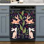 Kitchen Decor Dishwasher Magnet Cover Folk Art Bunny