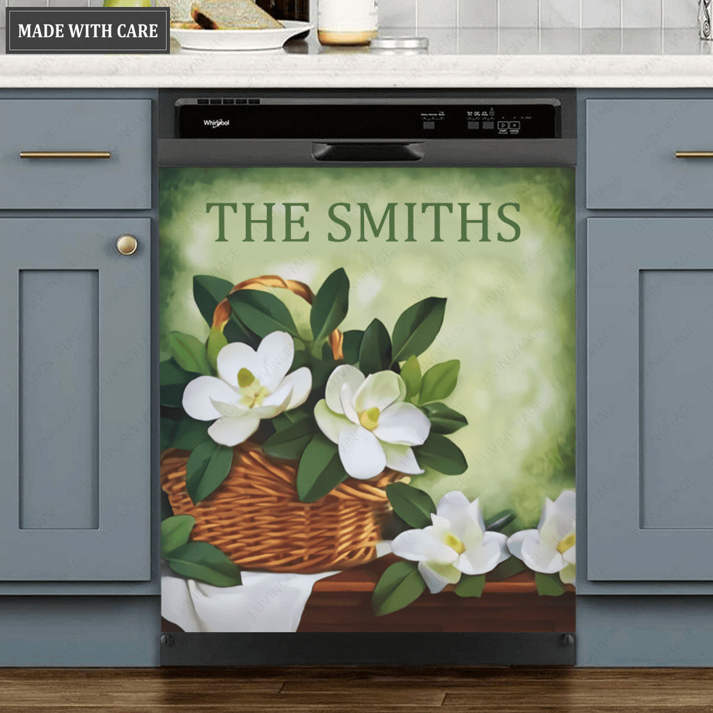 Kitchen Dishwasher Magnet Cover Beautiful White Flower