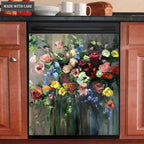 Kitchen Dishwasher Magnet Cover Colorful Flowers