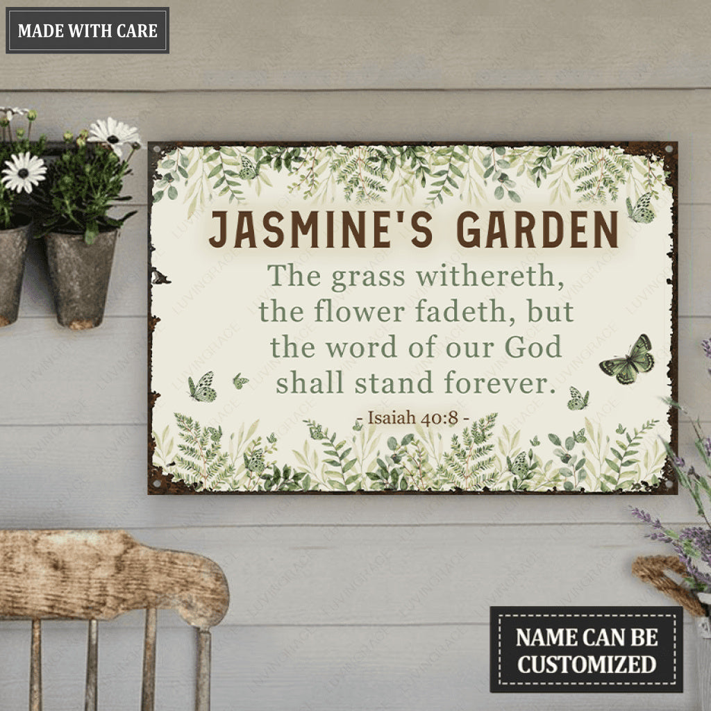 Personalized Garden Bible Metal Sign for Gardener