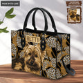 Vintage Cheetah Golden Chain Pattern Pet Digital Painting Portrait - Personalized Custom Leather Bag