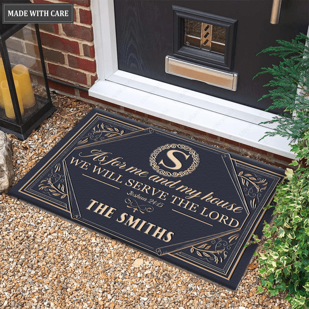 Luvingrace M09 Vintage Monogram Collection As For My House Personalized Doormat