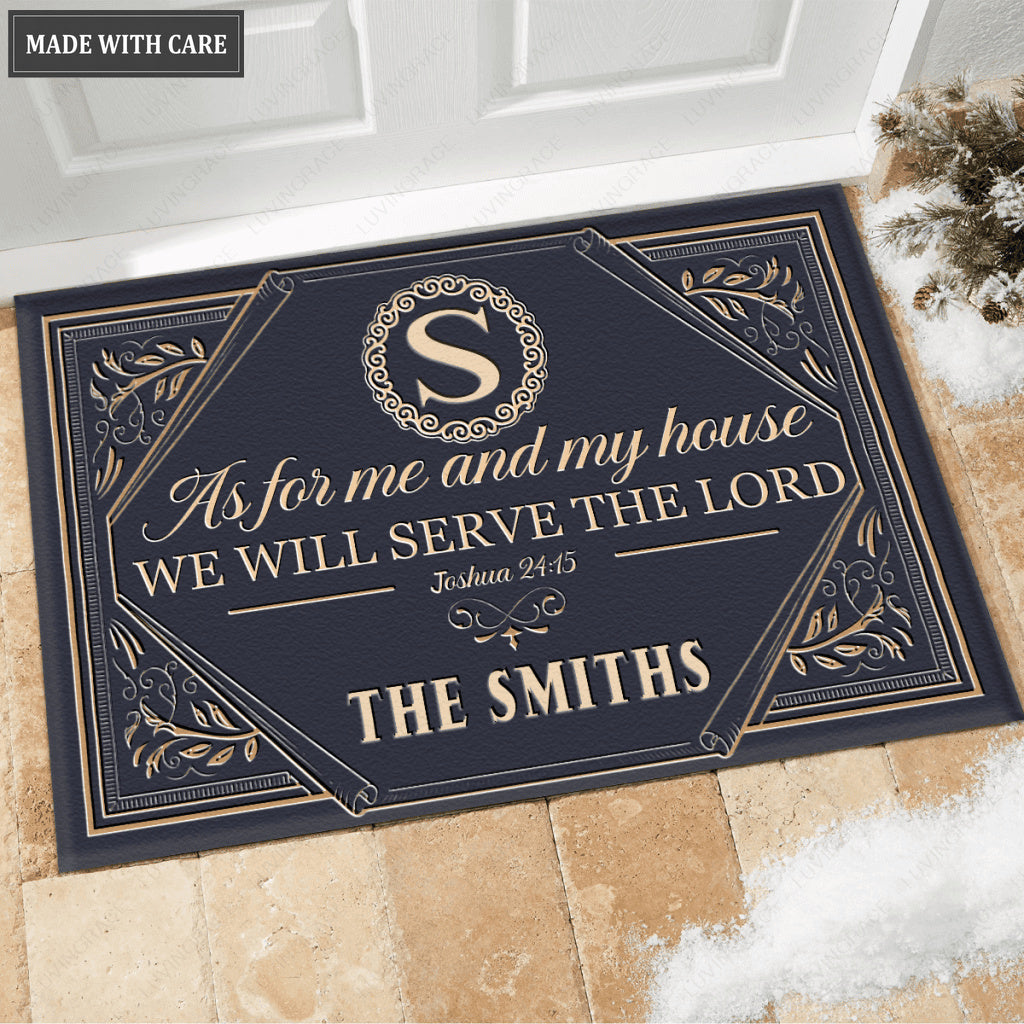 Luvingrace M09 Vintage Monogram Collection As For My House Personalized Doormat