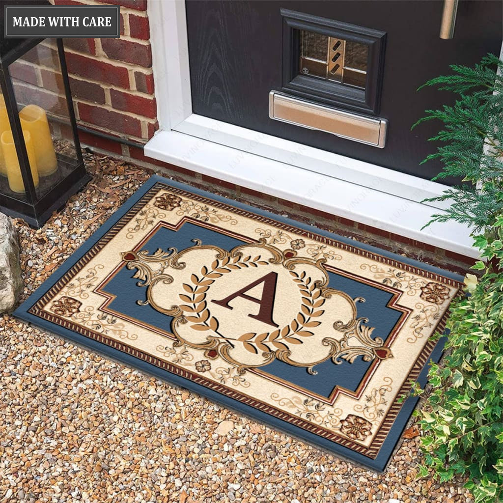 Luvingrace M10 Vintage Monogram The First Letter of Family Name Personalized Doormat