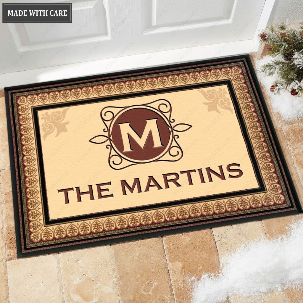 Luvingrace M11 Vintage Monogram Collection Family Name Personalized Doormat