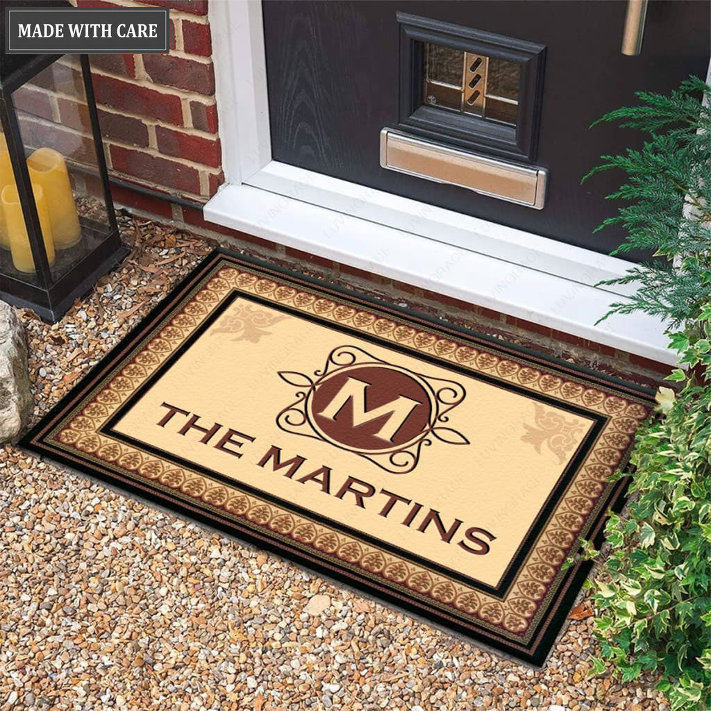 Luvingrace M11 Vintage Monogram Collection Family Name Personalized Doormat