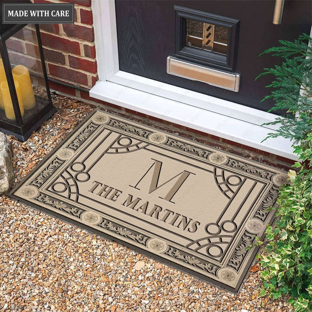 Luvingrace M12 Vintage Monogram Collection Family Name Personalized Doormat