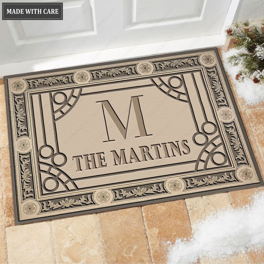 Luvingrace M12 Vintage Monogram Collection Family Name Personalized Doormat