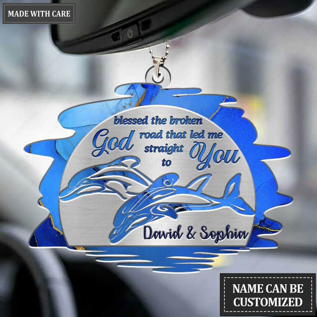 Luvingrace M102 Dolphin Couple God Blessed Personalized Ornament