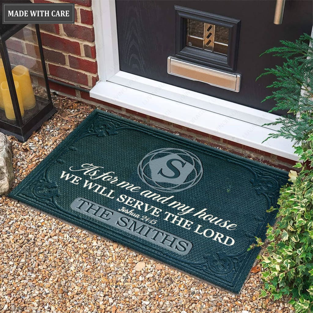 Luvingrace M13 Vintage Monogram Collection As For My House Personalized Doormat