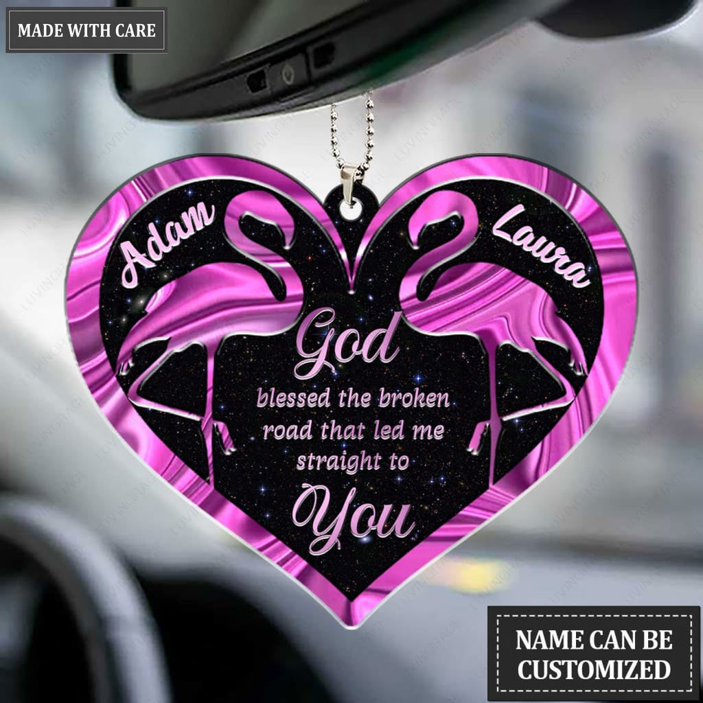Luvingrace M103 Flamingo Couple God Blessed Personalized Ornament