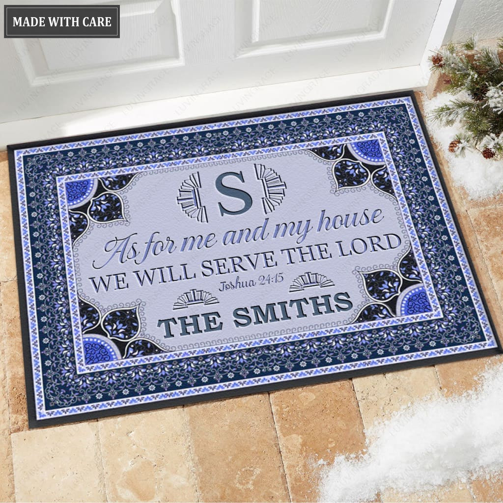 Luvingrace M14 Vintage Monogram Collection As For My House Personalized Doormat