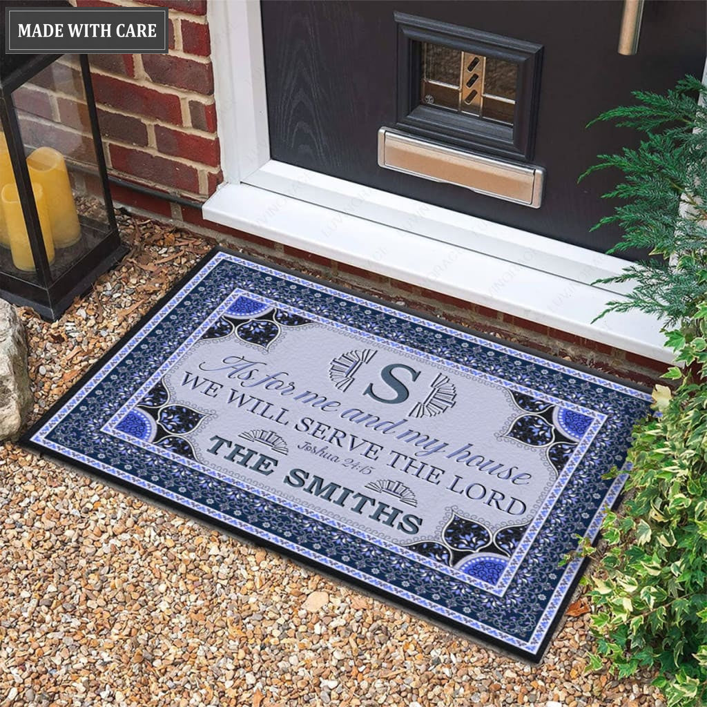 Luvingrace M14 Vintage Monogram Collection As For My House Personalized Doormat
