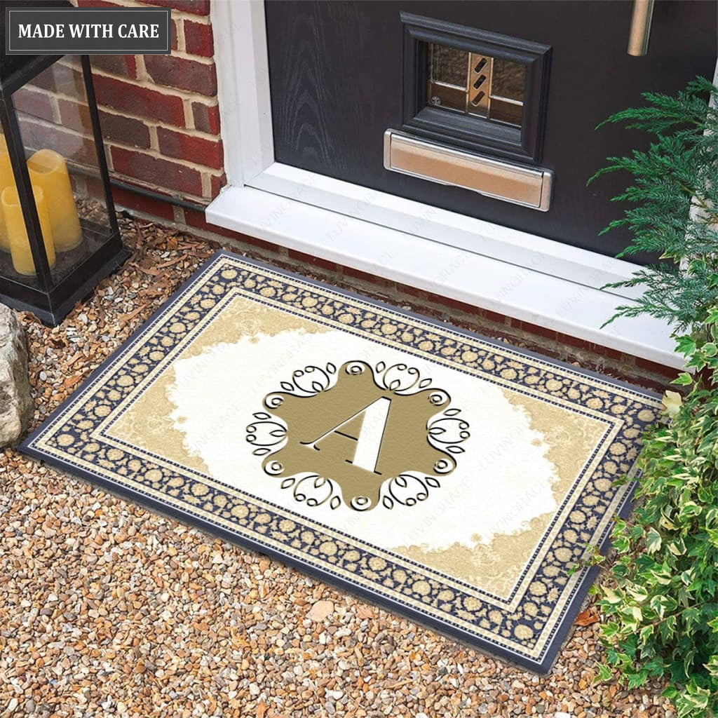 Luvingrace M16 Elegant Monogram The First Letter of Family Name Personalized Doormat