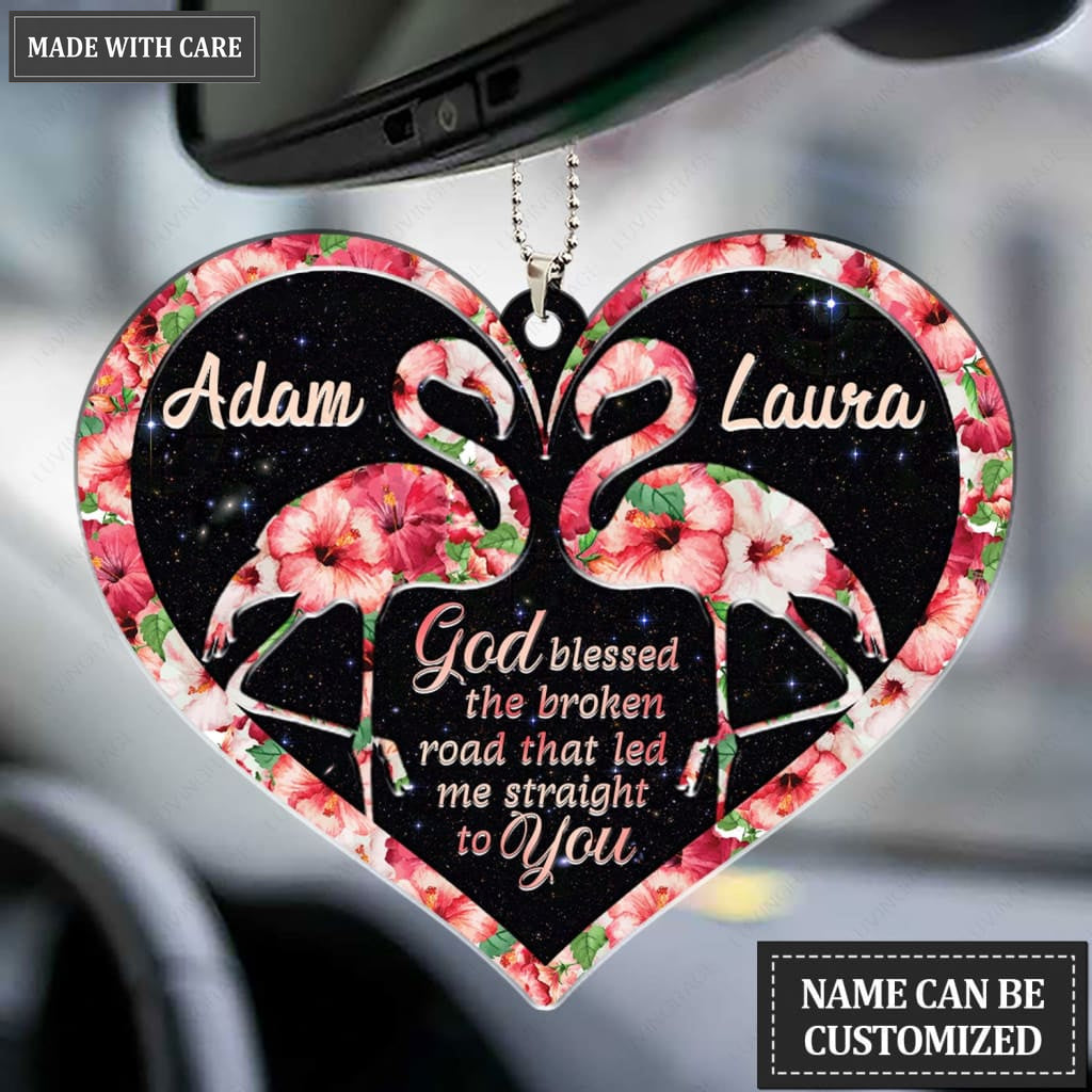 Luvingrace M98 Flamingo Couple God Blessed Personalized Ornament