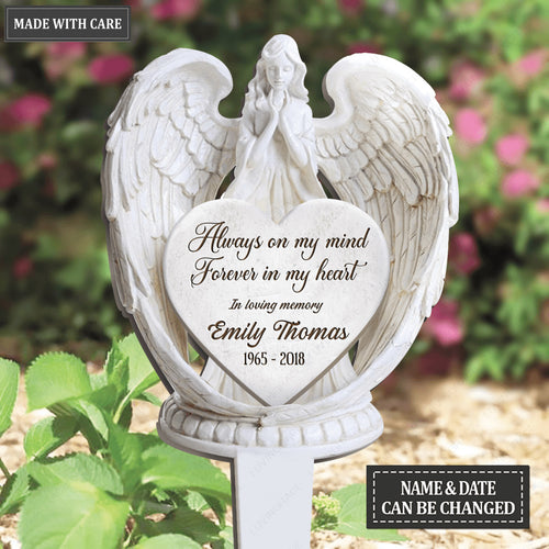 Angel Heart Stone Memorial Plaque Stake