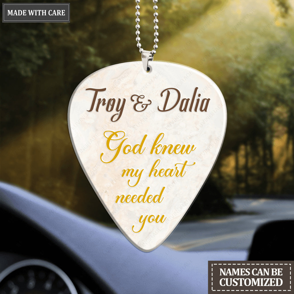 Personalized Guitar Pick For Couple Blessed By God Ornament