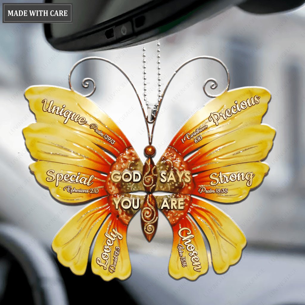 Sunflower And Butterfly God Says You Are Ornament