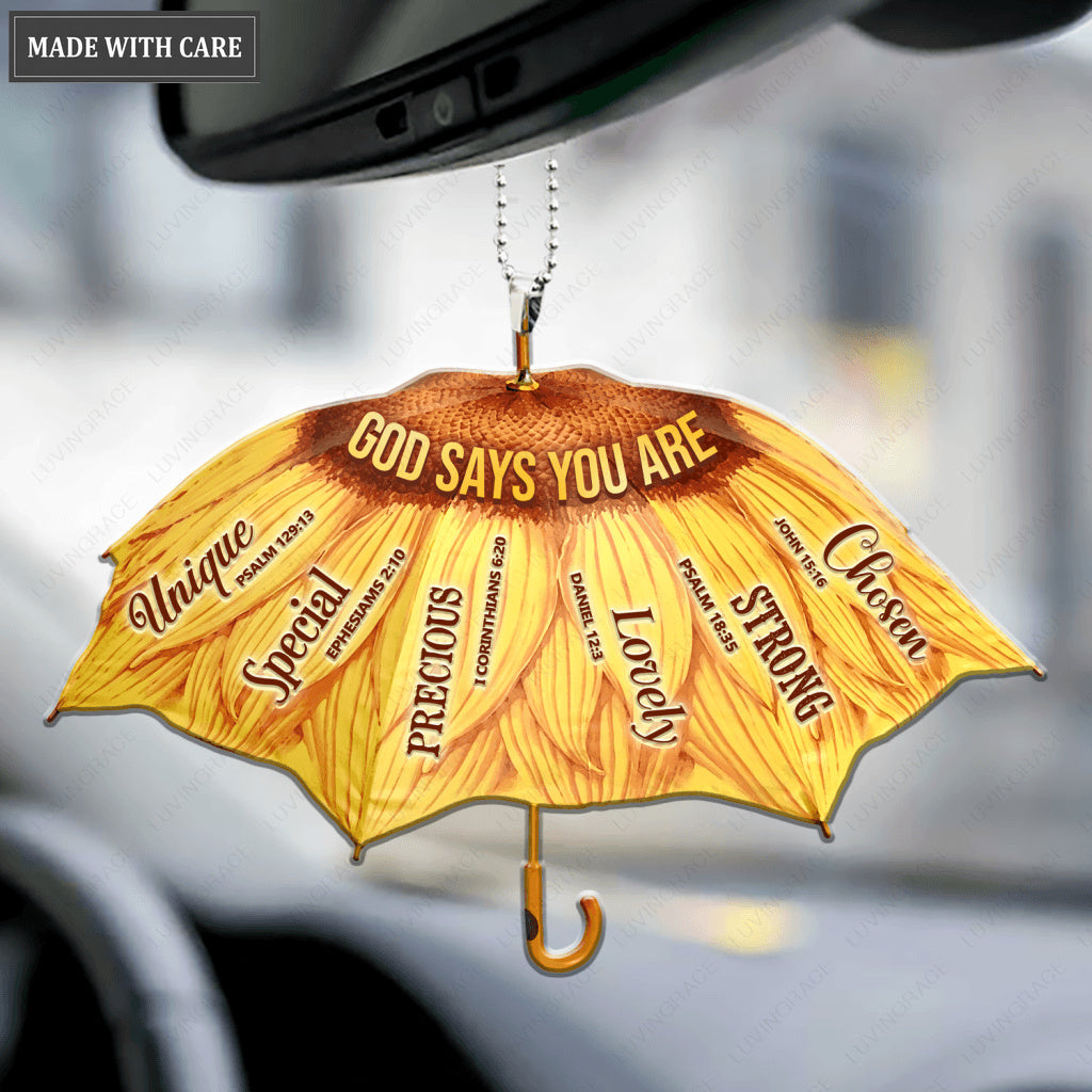 Sunflower Umbrella God Says You Are Ornament