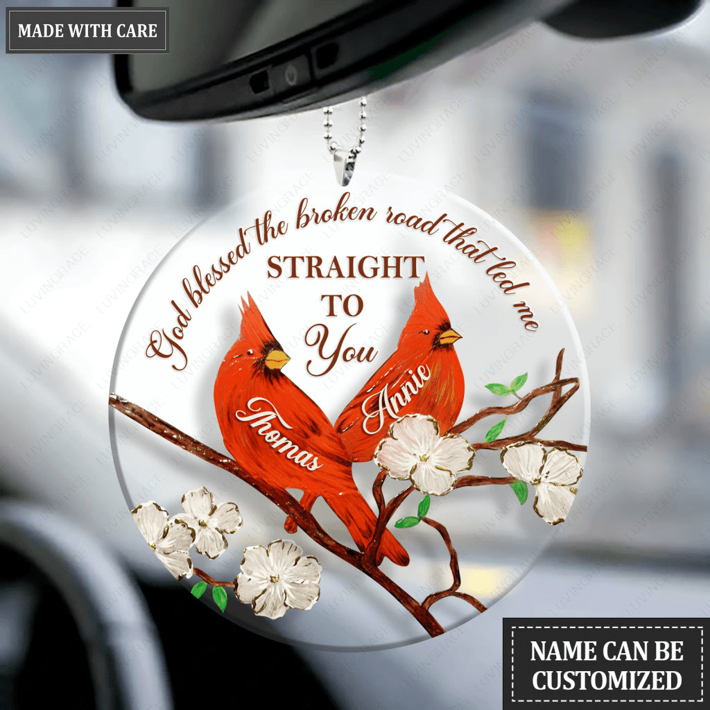 Cardinals On A Branch God Blessed Personalized Ornament