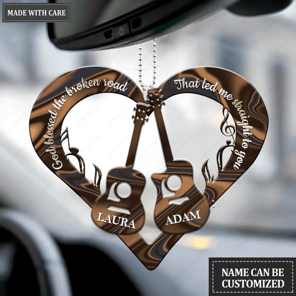 Love Guitar Couple God Blessed Personalized Ornament