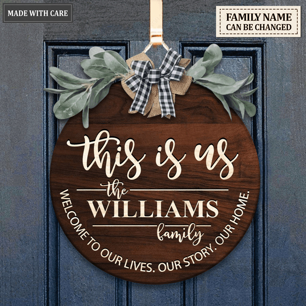 Personalized This Is Us Welcome To Our Lives Bow Door Hanger