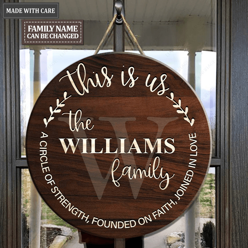 This Is Us Personalized Round Wood Sign
