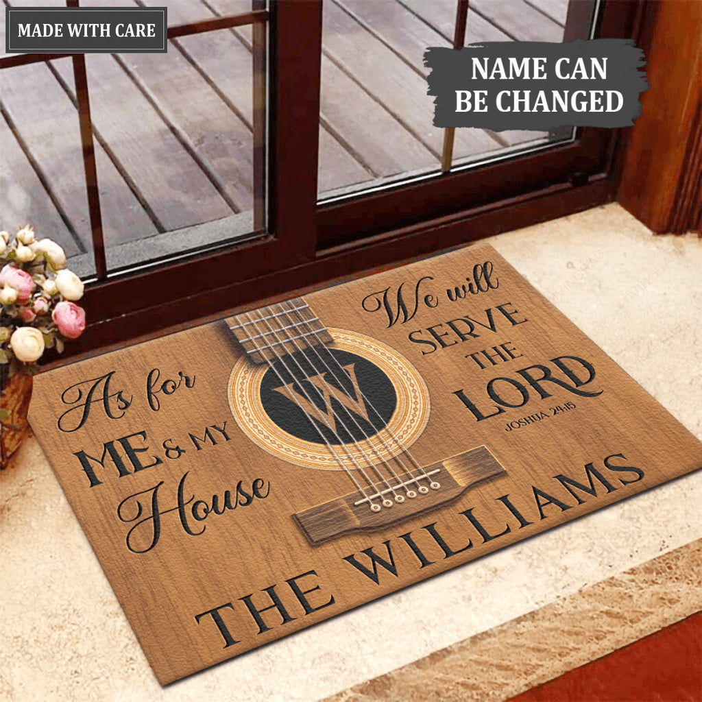 Acoustic Guitar Serve The Lord Personalized Doormat