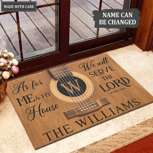 Acoustic Guitar Serve The Lord Personalized Doormat