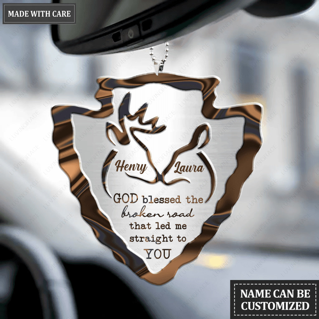 Arrowhead Deer Couple God Blessed Personalized Ornament