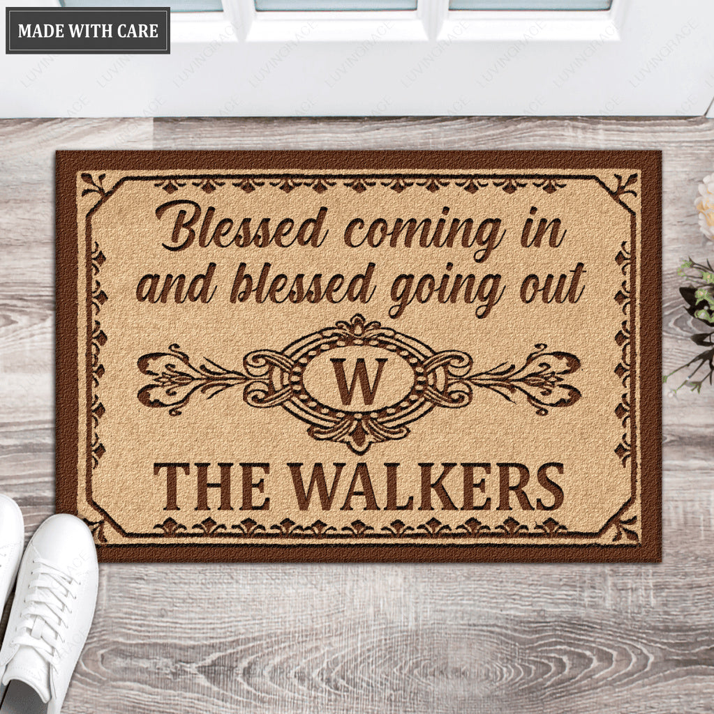 Personalized Blessed Coming In Doormat