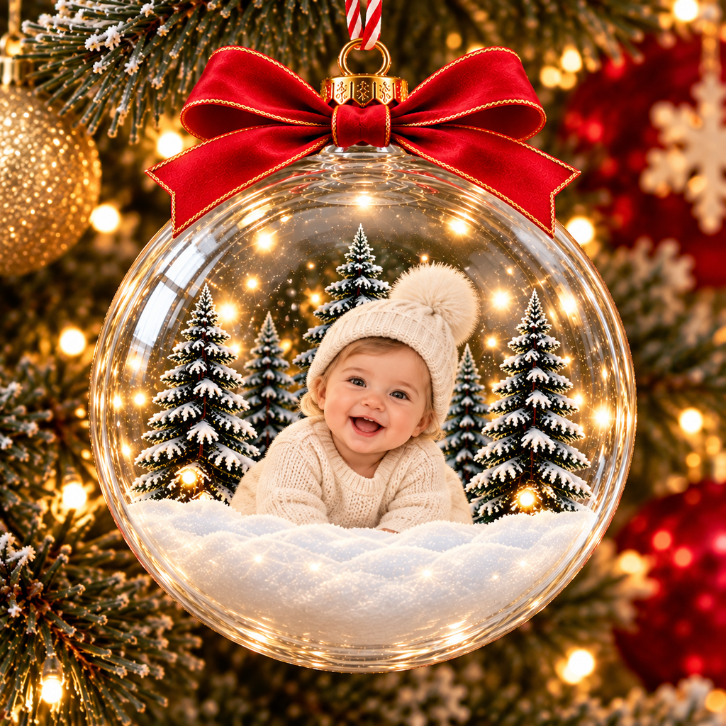 Christmas Snow Globe With Custom Photo – Personalized Ornament