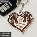 Heart Of Horses God Blessed Personalized Wooden Keychain