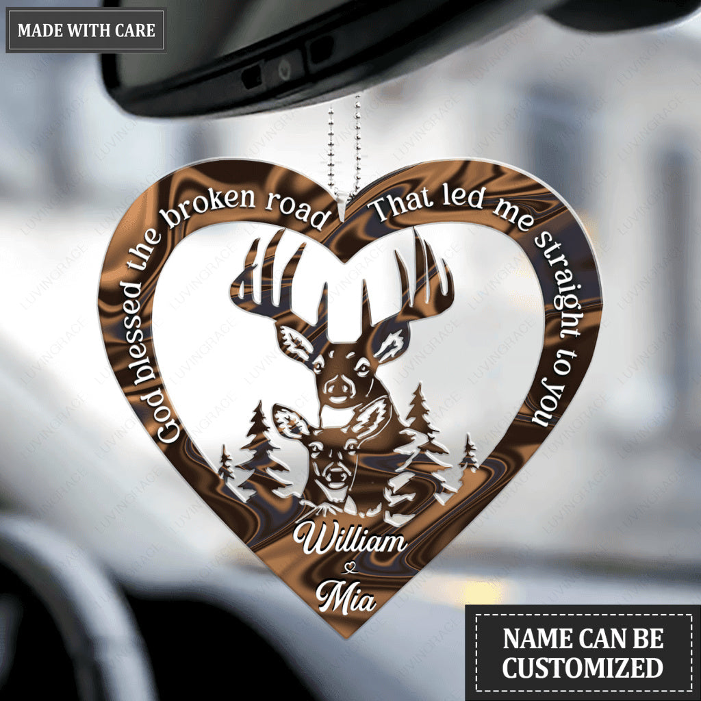 Heart With Buck And Doe God Knew Personalized Ornament