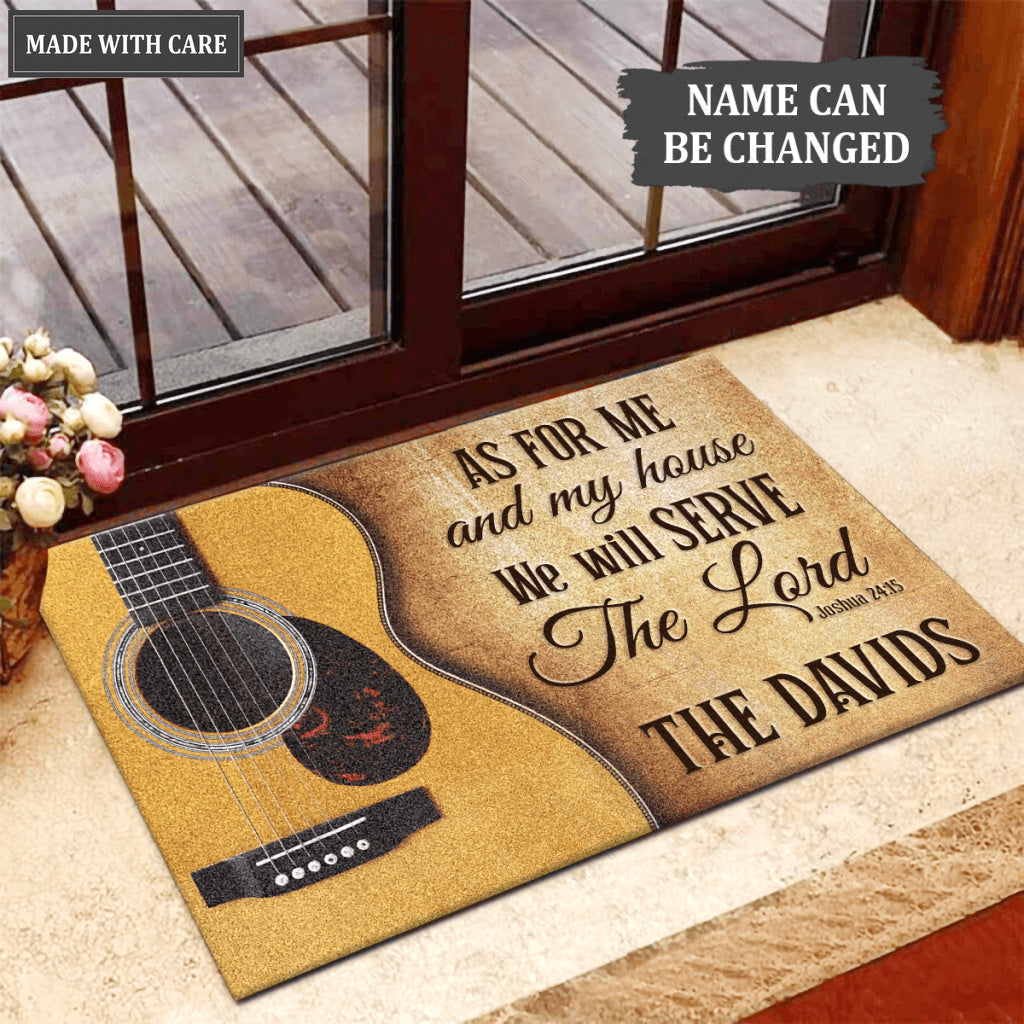 Personalized Serve The Lord Guitar Doormat