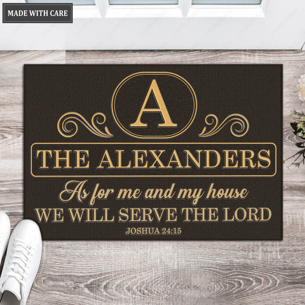 Luvingrace L197 Vintage Monogram Collection As For My House Personalized Doormat