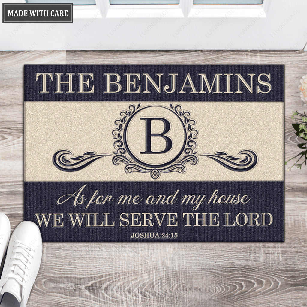 Luvingrace L198 Vintage Monogram Collection As For My House Personalized Doormat