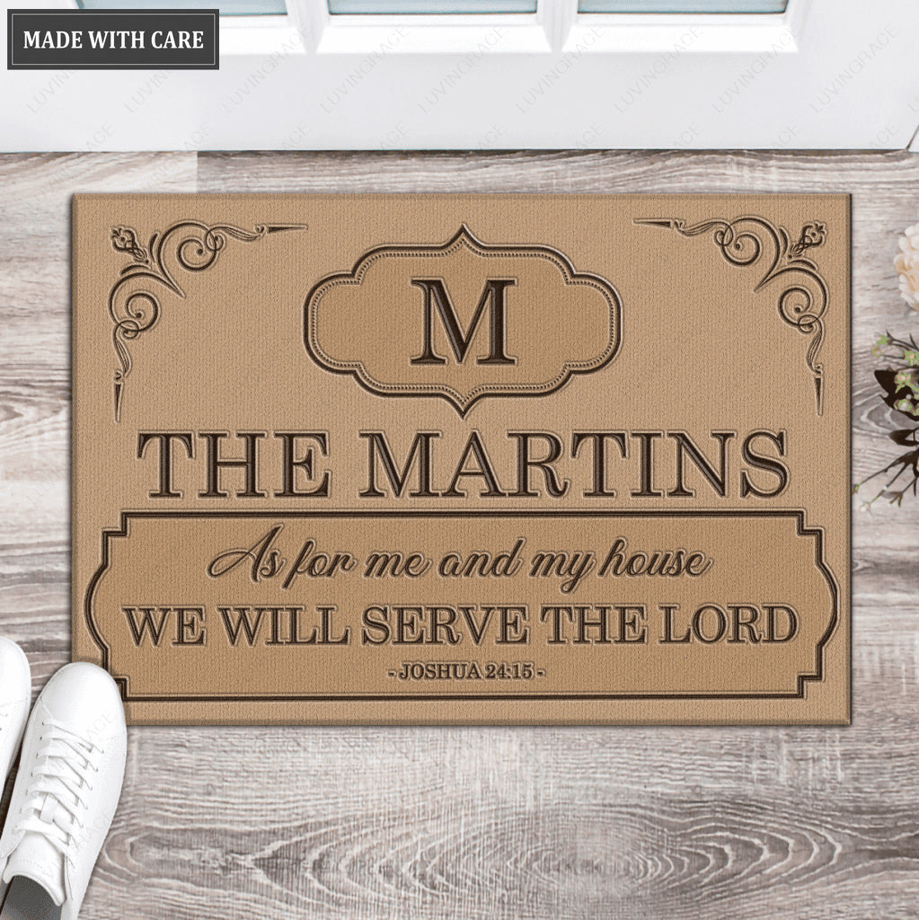 Luvingrace L199 Vintage Monogram Collection As For My House Personalized Doormat