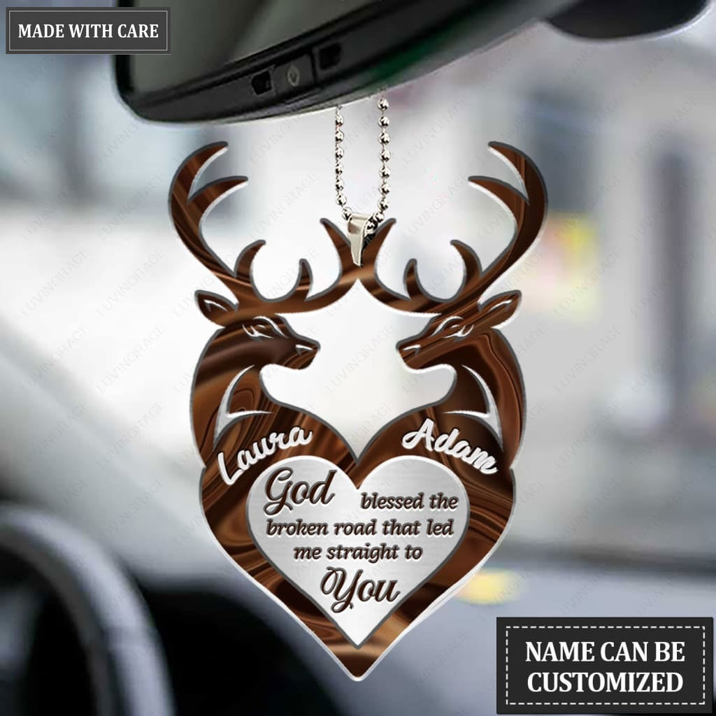 Luvingrace M107 Deer Couple God Blessed Personalized Ornament