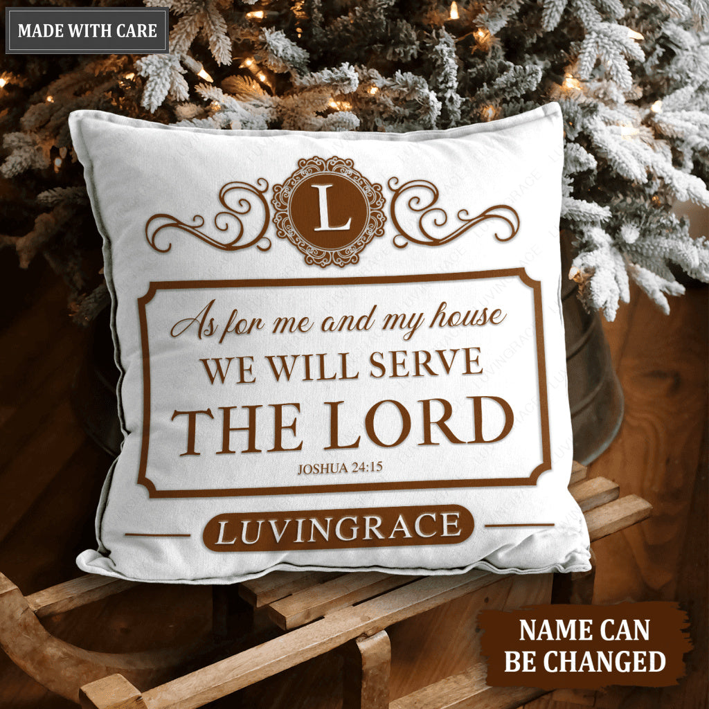 Vintage Brown White Elegant As For Me And My House Personalized Pillow
