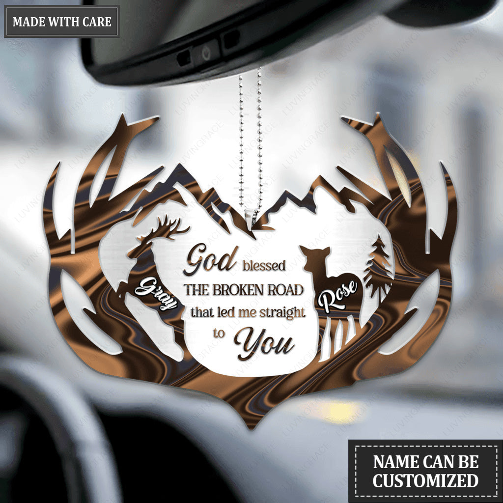 Antler Silhouette Scene God Blessed Personalized Ornament