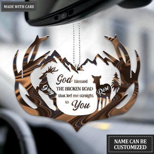 Antler Silhouette Scene God Blessed Personalized Ornament