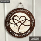 Personalized Infinity Heart God Blessed Wood Circle Sign