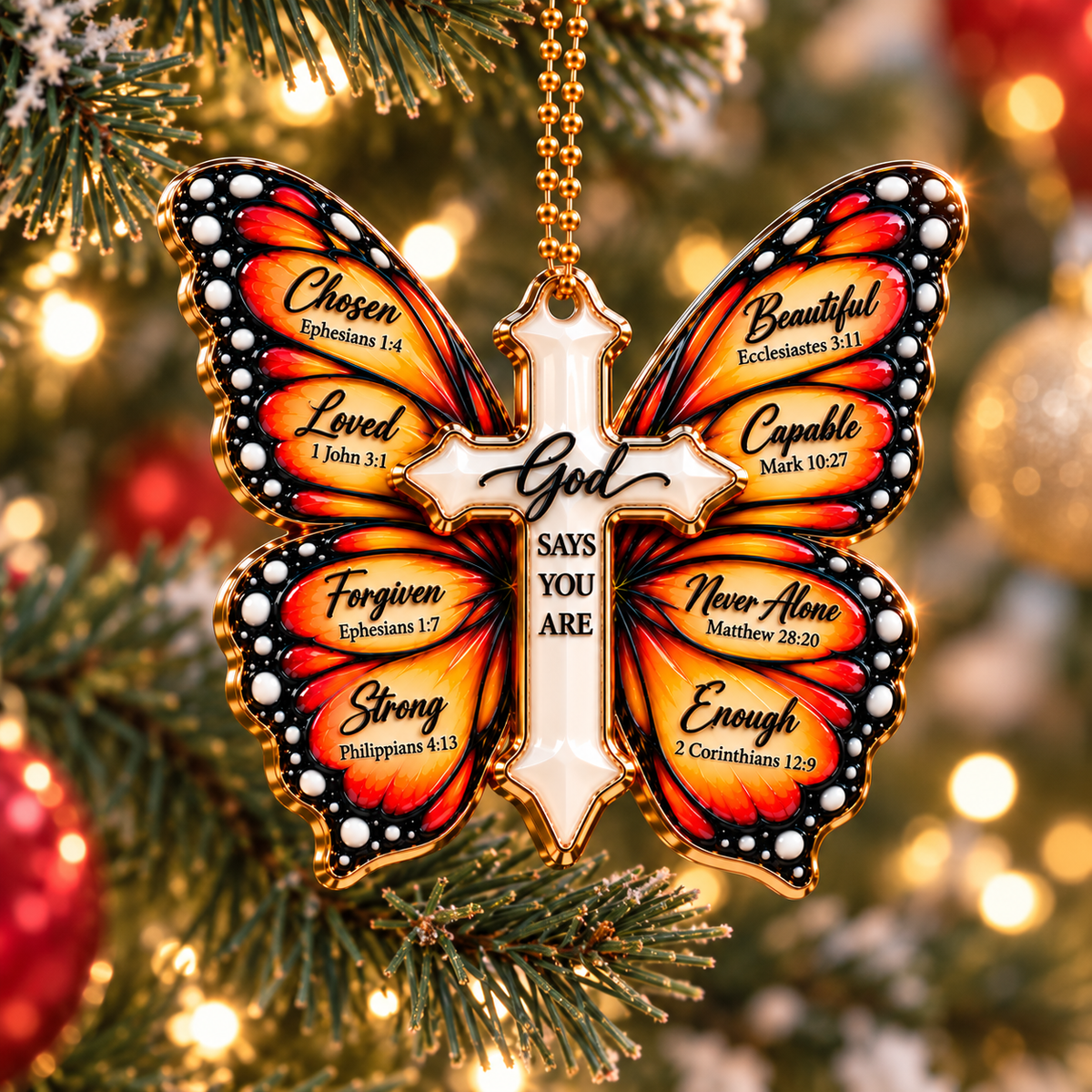 3D God Says You Are Butterfly Cross Ornament – Christian Faith Gift